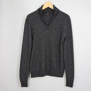 Black Brown 1826 Men's Grey Lambswool Blend 1/4 Zip Pullover Sweater Size Small